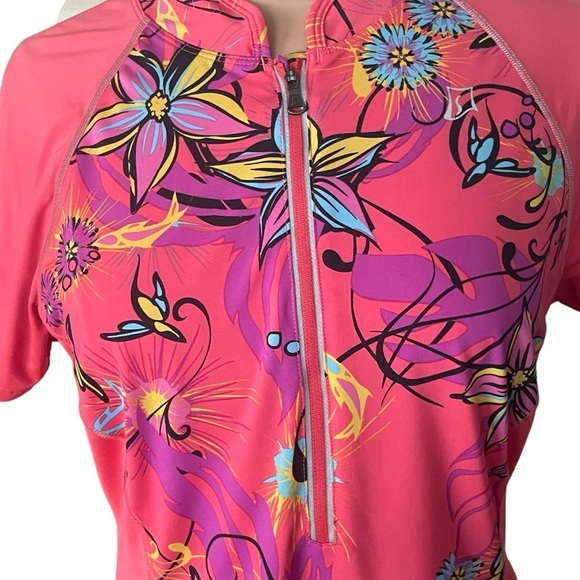 Skirt Sports | Cycling Jersey Women’s Large in salmon & pink floral. 3/4 zipper - Picture 8 of 15
